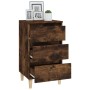 Mesita de noche madera contrachapada roble ahumado 40x35x70 cm