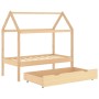 Estructura de cama infantil con cajón madera de pino 70x140 cm