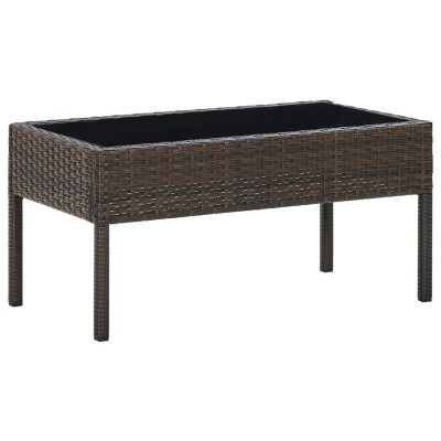 Mesa de jardín ratán sintético marrón 75x40x37 cm
