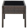Mesa de jardín ratán sintético marrón 75x40x37 cm
