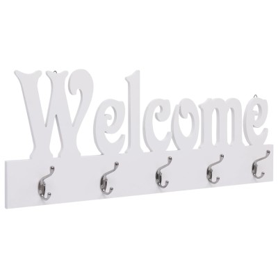 Perchero de pared WELCOME blanco 74x29,5 cm