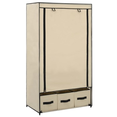 Armario de tela color crema 87x49x159 cm