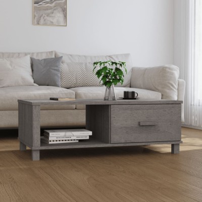 Mesa de centro HAMAR madera maciza pino gris claro 100x55x35 cm