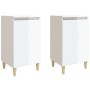 Mesitas de noche 2 uds madera blanco brillante 40x35x70 cm