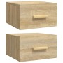 Mesitas de noche de pared 2 uds color roble Sonoma 35x35x20 cm