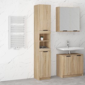 Armario de baño madera ingeniería roble Sonoma 32x34x188,5 cm