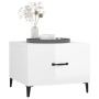 Mesa de centro patas de metal 2 uds blanco brillo 50x50x40 cm