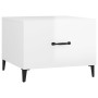 Mesa de centro patas de metal 2 uds blanco brillo 50x50x40 cm
