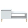 Mesa de centro madera contrachapada blanco brillo 100x50x45 cm