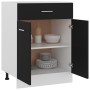 Armario inferior cajón cocina madera ingeniería negro 60x46x81,5cm