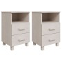 Mesitas de noche 2 uds HAMAR pino macizo blanco 40x35x62 cm