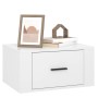 Mesita de noche de pared blanco brillante 50x36x25 cm