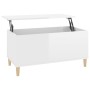 Mesa de centro madera contrachapada blanco brillo 90x44,5x45 cm
