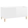 Mesa de centro madera contrachapada blanco brillo 90x44,5x45 cm