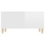 Mesa de centro madera contrachapada blanco brillo 90x44,5x45 cm