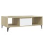 Mesa de centro madera contrachapada blanco roble 103,5x60x35cm
