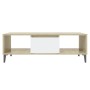 Mesa de centro madera contrachapada blanco roble 103,5x60x35cm