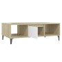 Mesa de centro madera contrachapada blanco roble 103,5x60x35cm