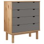 Cajonera OTTA madera maciza pino marrón y gris 76,5x39,5x90 cm