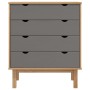 Cajonera OTTA madera maciza pino marrón y gris 76,5x39,5x90 cm