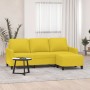 Sofá de 3 plazas con taburete de tela amarillo claro 180 cm
