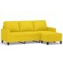 Sofá de 3 plazas con taburete de tela amarillo claro 180 cm