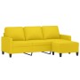 Sofá de 3 plazas con taburete de tela amarillo claro 180 cm