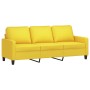 Sofá de 3 plazas con taburete de tela amarillo claro 180 cm