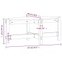 Mesa de centro de madera maciza de pino gris 87x48x35 cm