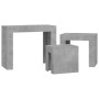 Mesas de centro apilables 3 pzs madera ingeniería gris hormigón