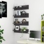 Estante de pared 4 uds contrachapado gris brillo 80x11,5x18 cm