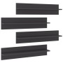 Estante de pared 4 uds contrachapado gris brillo 80x11,5x18 cm