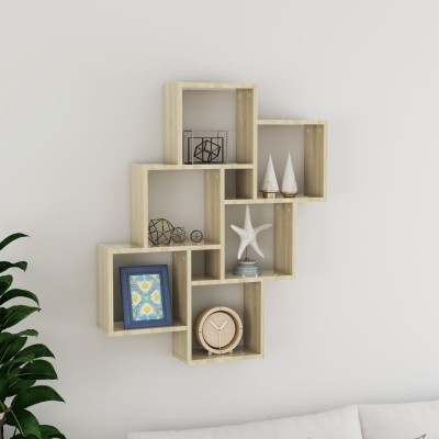 Estante cubo pared madera contrachapada roble Sonoma 78x15x93cm