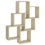 Estante cubo pared madera contrachapada roble Sonoma 78x15x93cm