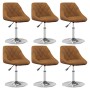 Silla de comedor giratoria 6 uds terciopelo marrón