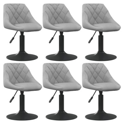 Sillas de comedor giratorias 6 uds de terciopelo gris claro