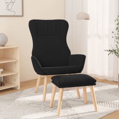 Sillón de relax con taburete tela negro