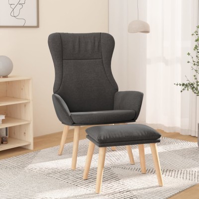 Sillón de relax con taburete tela gris oscuro