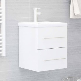 Mueble con lavabo madera de ingeniería blanco brillo