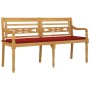 Banco Batavia con cojín rojo madera maciza de teca 150 cm