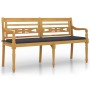 Banco Batavia con cojín antracita madera maciza de teca 150 cm