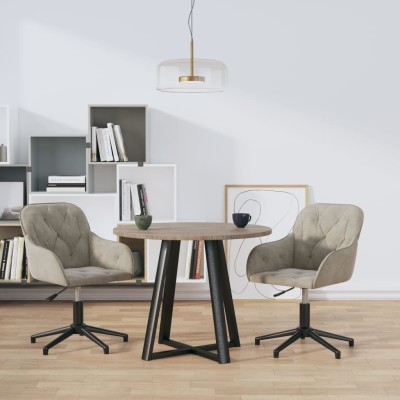 Sillas de comedor giratorias 2 uds de terciopelo gris claro