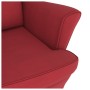 Sillón mecedora patas madera y taburete terciopelo rojo vino