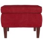 Sillón mecedora patas madera y taburete terciopelo rojo vino