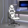 Silla gaming con reposapiés cuero sintético blanco negro