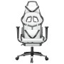 Silla gaming con reposapiés cuero sintético blanco negro