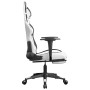 Silla gaming con reposapiés cuero sintético blanco negro