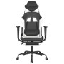 Silla gaming con reposapiés cuero sintético negro blanco