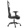 Silla gaming con reposapiés cuero sintético negro blanco