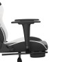 Silla gaming con reposapiés cuero sintético negro blanco